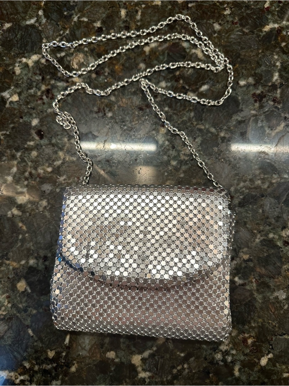 Silver Sequin Chain Crossbody Bag - Women